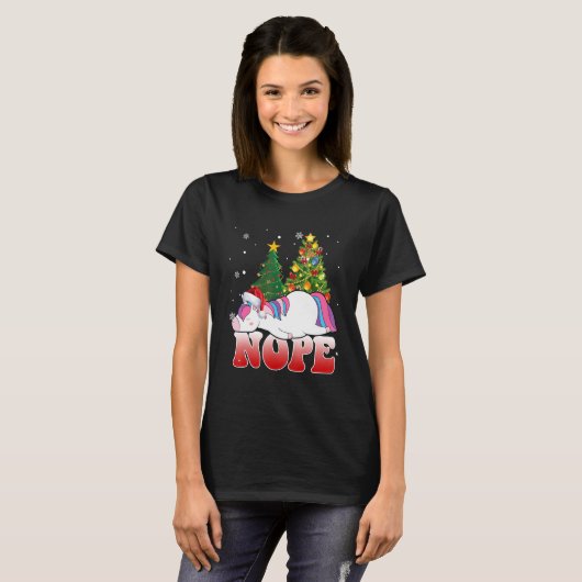 Christmas Unicorn Nope Tree  Unicorn   Xmas T-shirt (Voorkant volledig)