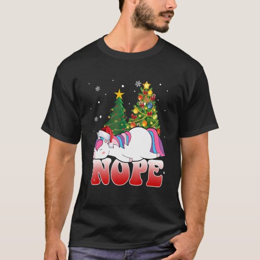 Christmas Unicorn Nope Tree Unicorn Xmas T-shirt (Voorkant)