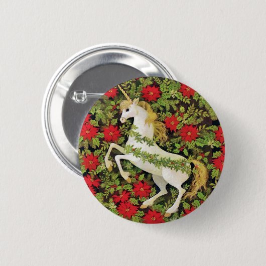 Christmas Unicorn Ronde Button 5,7 Cm (Voorkant /achterkant)