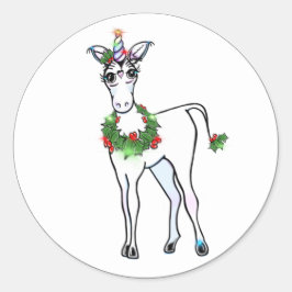 Christmas Unicorn Ronde Sticker