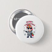 Christmas Unicorn Santa Hat T-Shirt Ronde Button 5,7 Cm (Voorkant /achterkant)