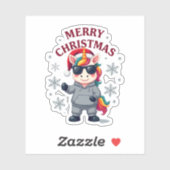 Christmas Unicorn Santa Hat T-Shirt Sticker (Vel)
