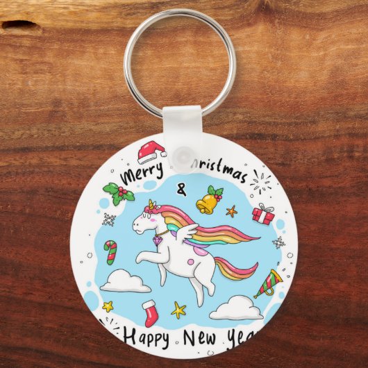 Christmas Unicorn Sleutelhanger (Voorkant)