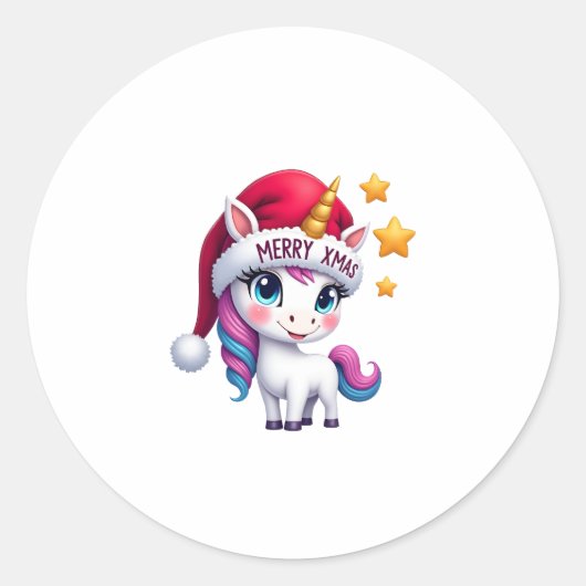 Christmas Unicorn T-Shirt (3) Ronde Sticker (Voorkant)