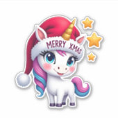 Christmas Unicorn T-Shirt (3) Sticker (Voorkant)