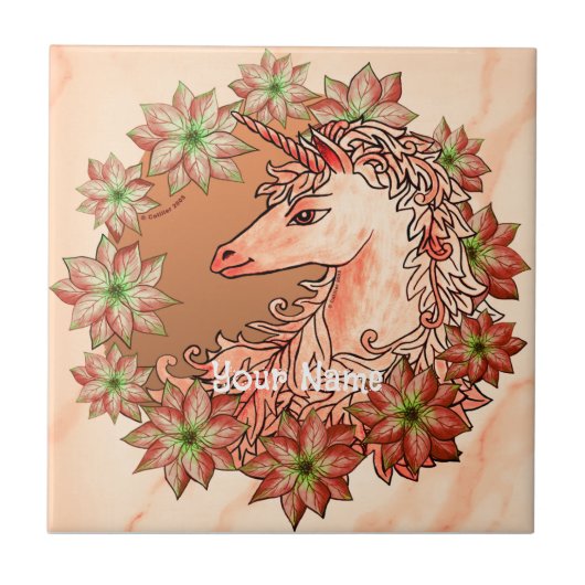 Christmas Unicorn tile Tegeltje (Voorkant)