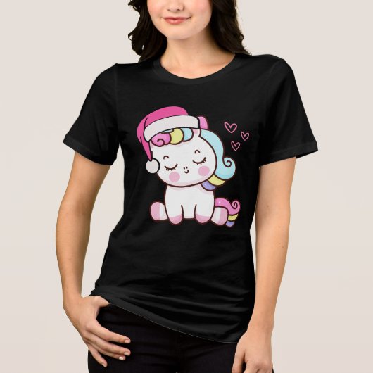 Christmas Unicorn Tri-Blend Shirt (Voorkant)