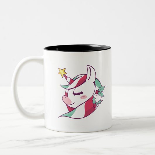Christmas Unicorn Tweekleurige Koffiemok (Links)