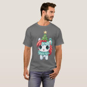 Christmas Unicorn with Christmasree and Star vinta T-shirt (Voorkant volledig)