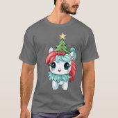 Christmas Unicorn with Christmasree and Star vinta T-shirt (Voorkant)