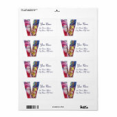 CHRISTMAS V LETTER/SANTA SPEELT HARP UIT ETIKET (Full Sheet)