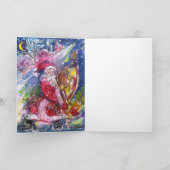 CHRISTMAS V LETTER/SANTA SPEELT HARP UIT FEESTDAGEN KAART (Binnen)