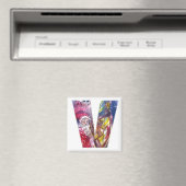 CHRISTMAS V LETTER/SANTA SPEELT HARP UIT MAGNEET (Insitu (Vaatwasser))