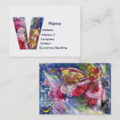 CHRISTMAS V LETTER/SANTA SPEELT HARP UIT VISITEKAARTJE (Voorkant / Achterkant)