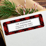 Christmas | Vakantie betaald retouradres Etiket<br><div class="desc">Rood,  Zwart en Wit Kerst Plaid Retouradres Label.</div>