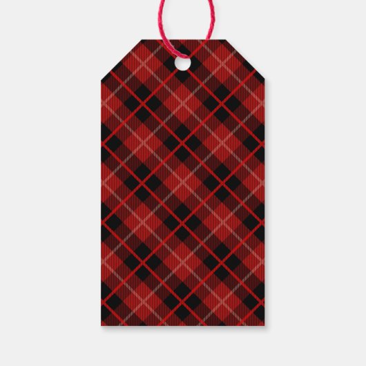 Christmas | Vakantie Rood & Zwart Plaid Cadeaulabel (Achterkant)