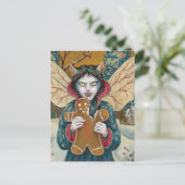 Christmas Vampire Kat Gingerbread Man Cookie Briefkaart (Staand voorkant)