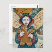 Christmas Vampire Kat Gingerbread Man Cookie Briefkaart (Voorkant / Achterkant)