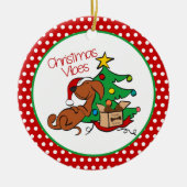 Christmas Vibes Dachshund Dog Ornament (Voorkant)
