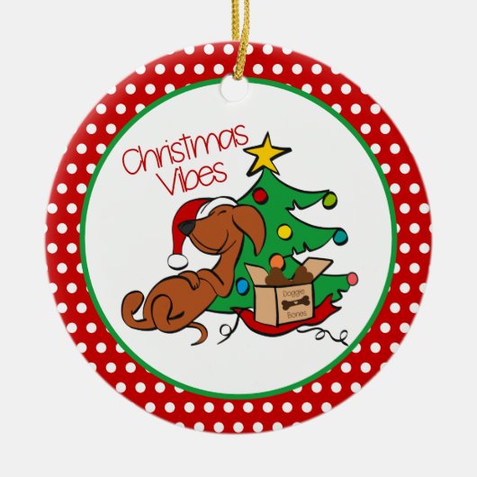 Christmas Vibes Dachshund Dog Ornament (Voorkant)