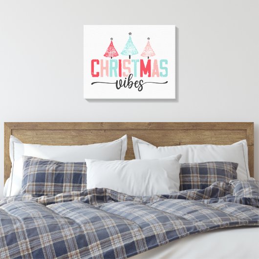 Christmas Vibes - Feestelijke boom ontwerp Canvas Afdruk (Insitu (Slaapkamer))