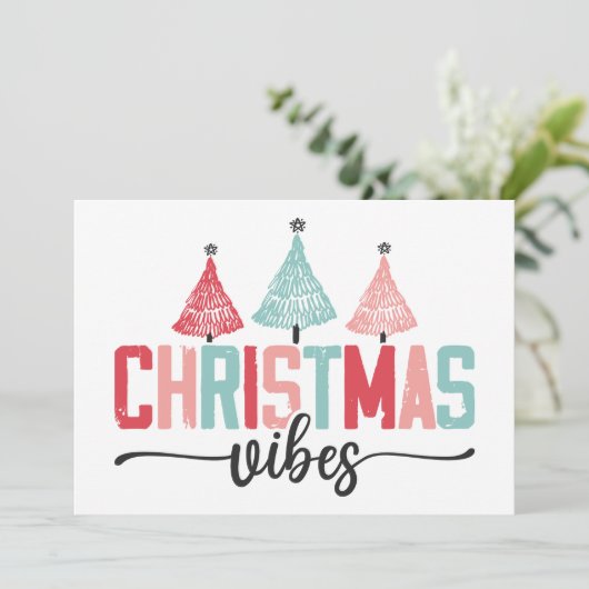 Christmas Vibes - Feestelijke boom ontwerp Kaart (Staand voorkant)