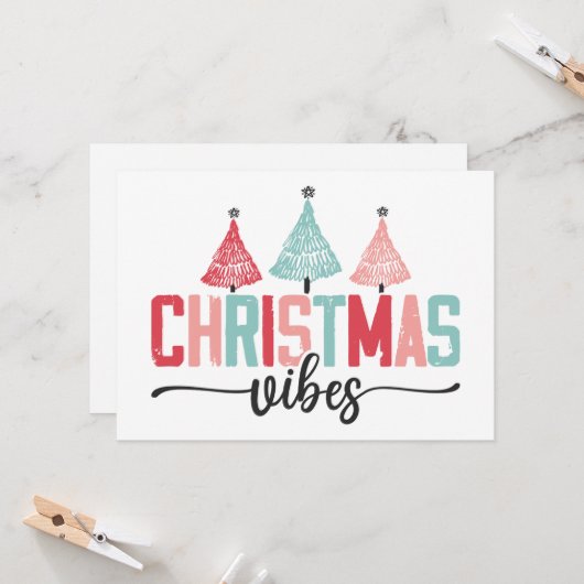 Christmas Vibes - Feestelijke boom ontwerp Kaart (Voorkant / Achterkant in situ)
