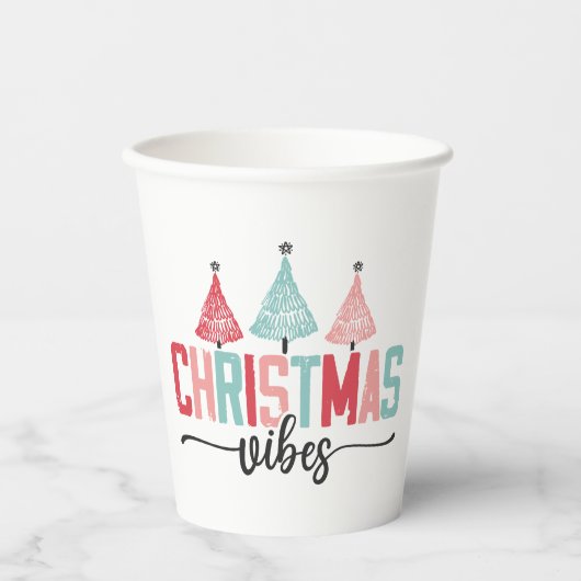 Christmas Vibes - Feestelijke boom ontwerp Papieren Bekers (Voorkant)