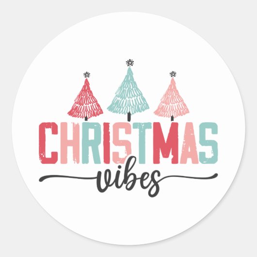 Christmas Vibes - Feestelijke boom ontwerp Ronde Sticker (Voorkant)