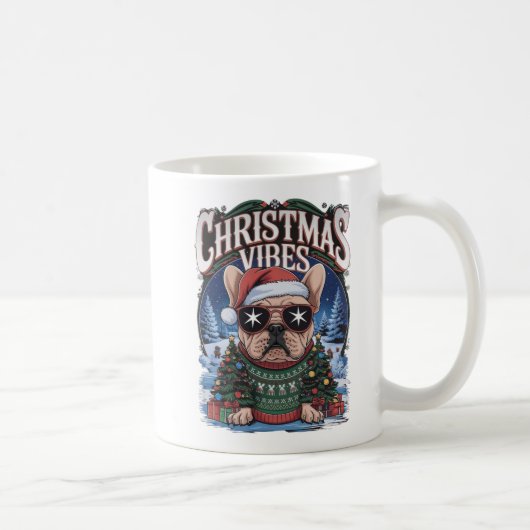 "Christmas Vibes Franse Bulldog Holiday Design" Koffiemok (Rechts)