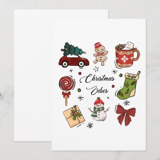 Christmas Vibes Holiday Sticker Pack Kaart (Voorkant / Achterkant)