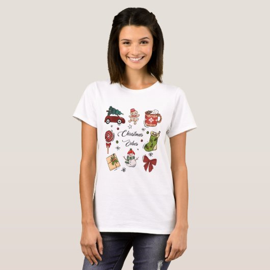 Christmas Vibes Holiday Sticker Pack T-shirt (Voorkant volledig)