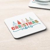 Christmas Vibes - Kleurrijke Vakantiebomen Ontwerp Bier Onderzetter (Linkerzijde)