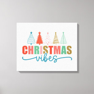 Christmas Vibes - Kleurrijke Vakantiebomen Ontwerp Canvas Afdruk