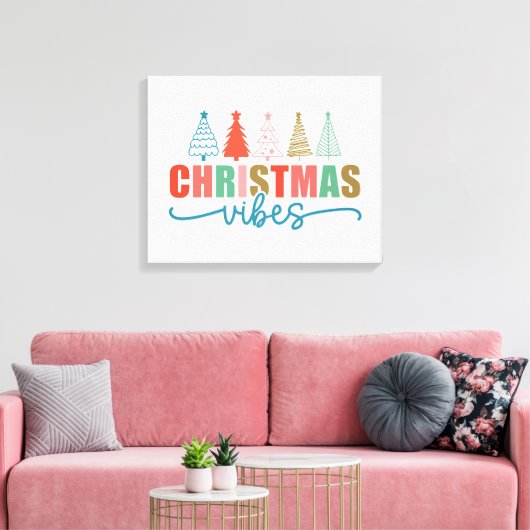 Christmas Vibes - Kleurrijke Vakantiebomen Ontwerp Canvas Afdruk (Insitu (Woonkamer))