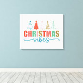 Christmas Vibes - Kleurrijke Vakantiebomen Ontwerp Canvas Afdruk (Insitu (Houten vloer))