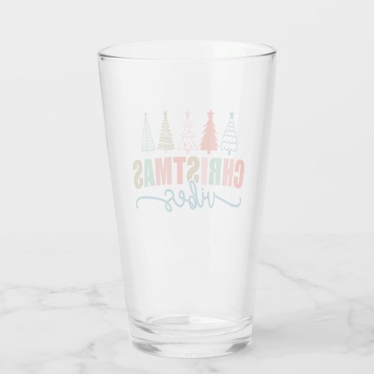 Christmas Vibes - Kleurrijke Vakantiebomen Ontwerp Glas (Achterkant)