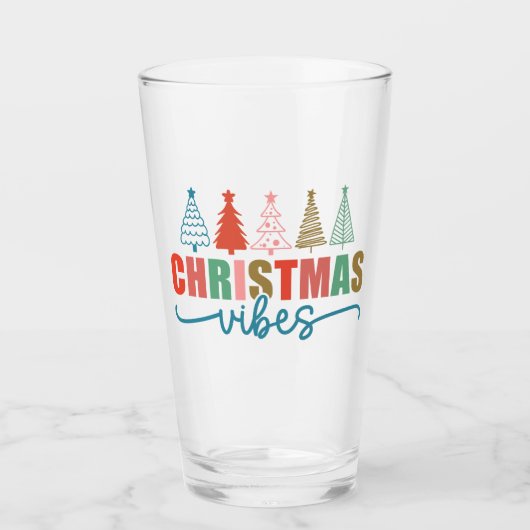 Christmas Vibes - Kleurrijke Vakantiebomen Ontwerp Glas (Voorkant)