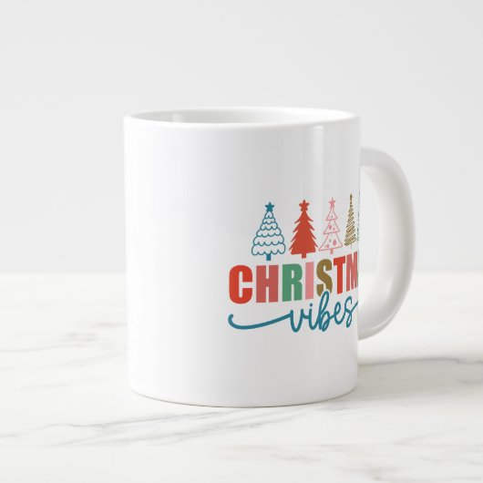 Christmas Vibes - Kleurrijke Vakantiebomen Ontwerp Grote Koffiekop (Voorkant rechts)