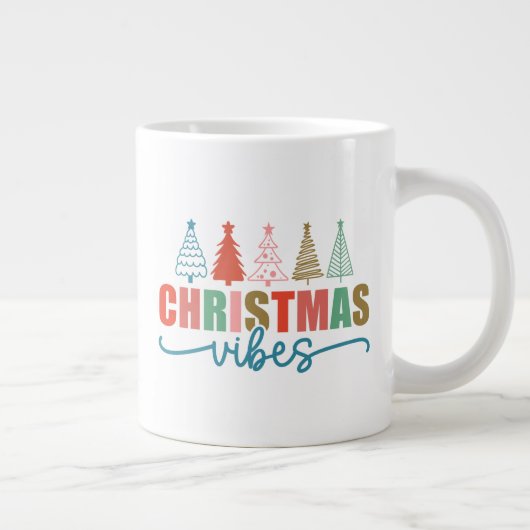 Christmas Vibes - Kleurrijke Vakantiebomen Ontwerp Grote Koffiekop (Rechts)