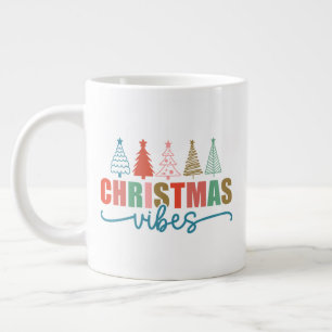 Christmas Vibes - Kleurrijke Vakantiebomen Ontwerp Grote Koffiekop
