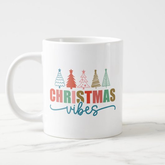Christmas Vibes - Kleurrijke Vakantiebomen Ontwerp Grote Koffiekop (Links)