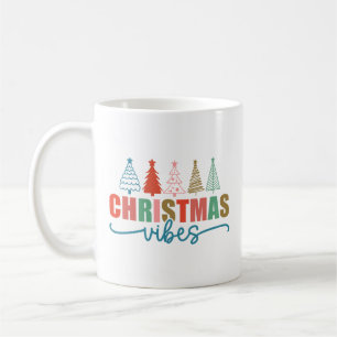 Christmas Vibes - Kleurrijke Vakantiebomen Ontwerp Koffiemok