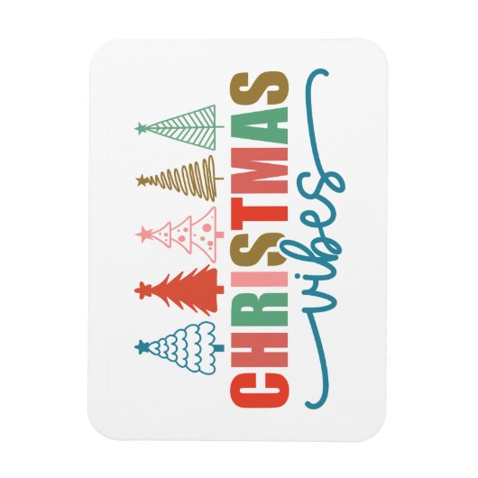 Christmas Vibes - Kleurrijke Vakantiebomen Ontwerp Magneet (Verticaal)