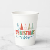 Christmas Vibes - Kleurrijke Vakantiebomen Ontwerp Papieren Bekers (Achterkant)