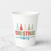 Christmas Vibes - Kleurrijke Vakantiebomen Ontwerp Papieren Bekers (Voorkant)