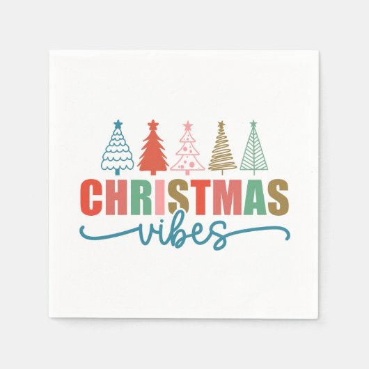 Christmas Vibes - Kleurrijke Vakantiebomen Ontwerp Servet (Voorkant)