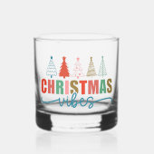 Christmas Vibes - Kleurrijke Vakantiebomen Ontwerp Whisky Glas (Voorkant)
