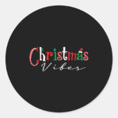 Christmas Vibes Santa Hat, Holly, Holiday Vibes Ch Ronde Sticker (Voorkant)