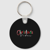 Christmas Vibes Santa Hat, Holly, Holiday Vibes Ch Sleutelhanger (Voorkant)